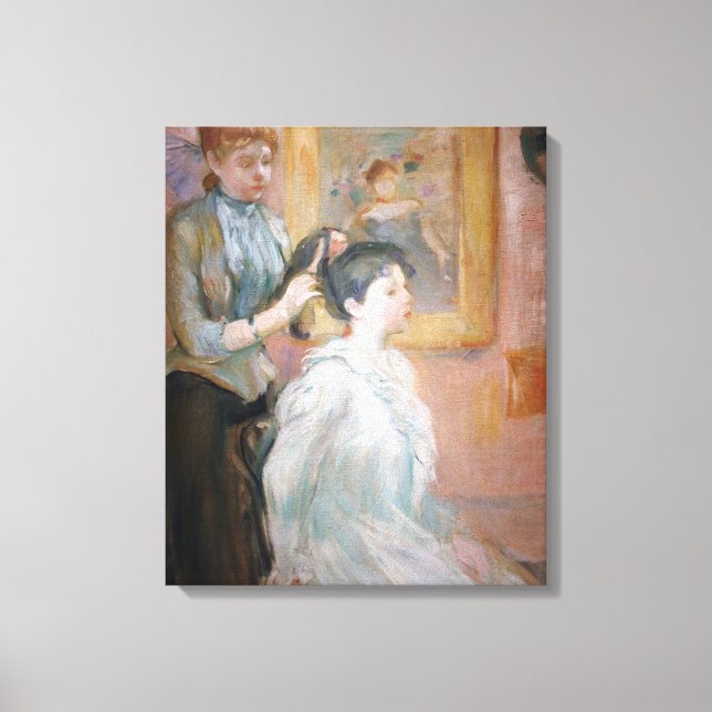 Lady Styling Daughter's Hair (von Berthe Morisot) Leinwanddruck (Vorderseite)