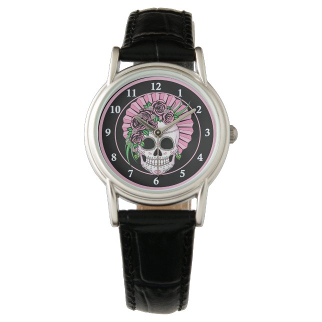 Lady Sugar Skull Armbanduhr (Vorderseite)