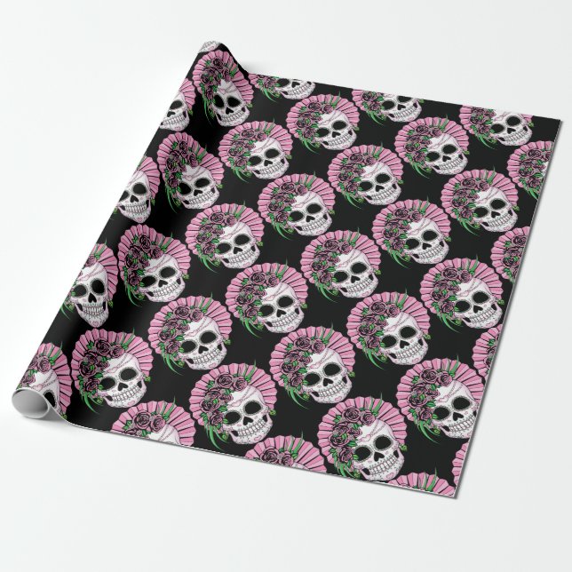 Lady Sugar Skull Geschenkpapier (Ungerollt)