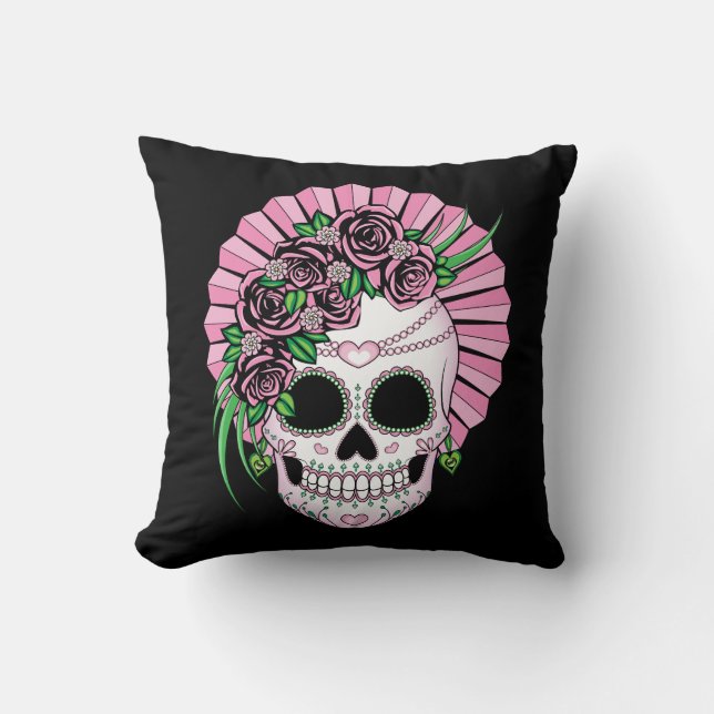 Lady Sugar Skull Kissen (Vorderseite)