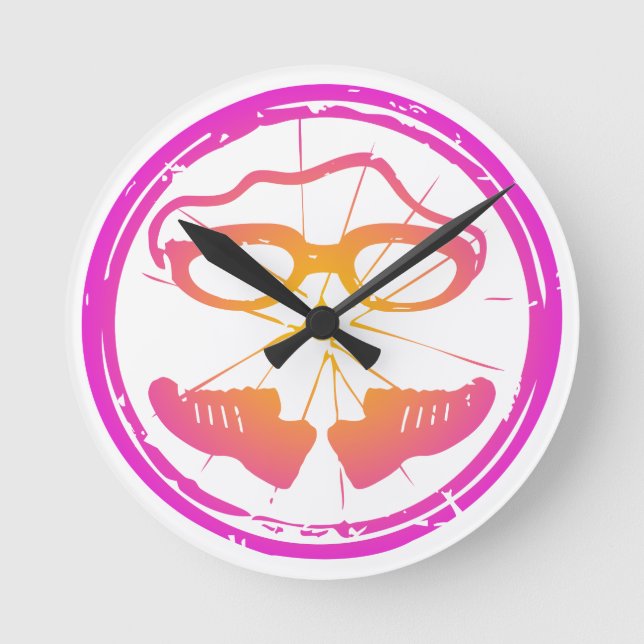 Lady Triathlon Runde Wanduhr (Vorderseite)