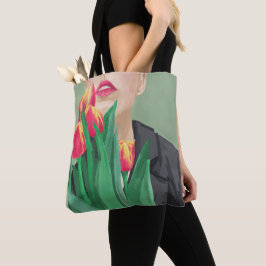 Lady & Tulip Green & Orange Modern Graphic Printed Tasche
