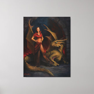 Lady und der Drache Leinwanddruck