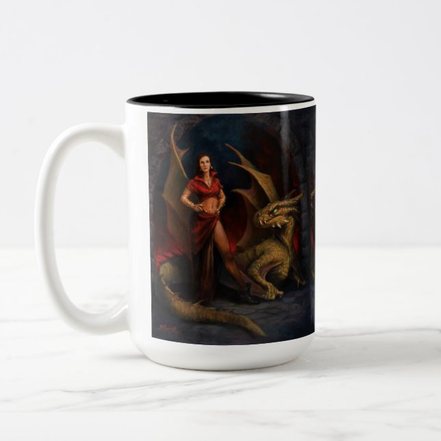 Lady und der Drache Zweifarbige Tasse (Links)