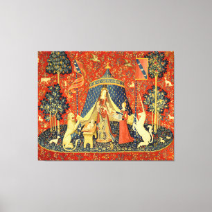 Lady und die Unicorn Mittelalterliche Tapisserie Leinwanddruck
