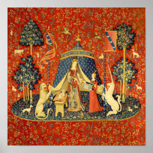 Lady und die Unicorn Mittelalterliche Tapisserie Poster