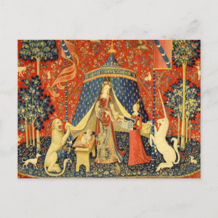 Lady und die Unicorn Mittelalterliche Tapisserie Postkarte