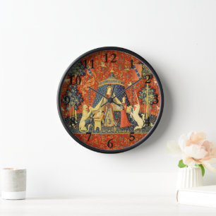 Lady und die Unicorn Mittelalterliche Tapisserie Uhr