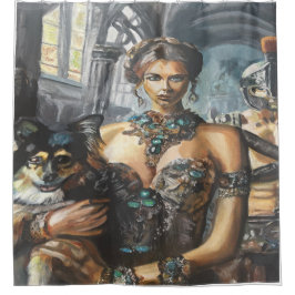 Lady und Doggie Duschvorhang