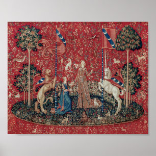 Lady und Einhorn Mittelalter-Teppich Geschmack Poster