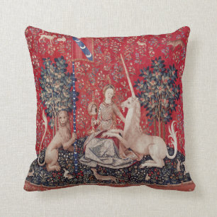 Lady und Einhorn Mittelalter-Teppich-Sehenswürdigk Kissen