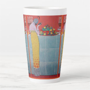 LADY UND FRÜCHTE-TISCHSET ART DÉCO SCHÖNHEIT MODE MILCHTASSE