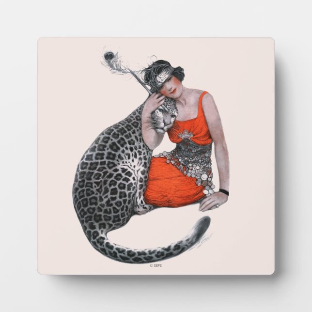 Lady und Leopard Fotoplatte (Vorderseite)