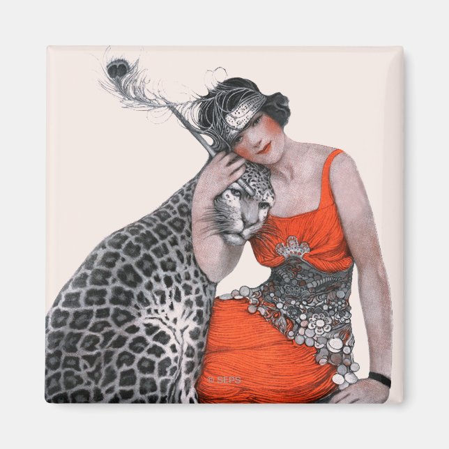 Lady und Leopard Magnet (Vorne)