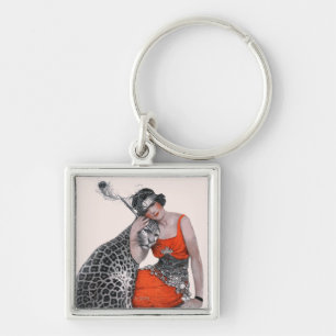 Lady und Leopard Schlüsselanhänger