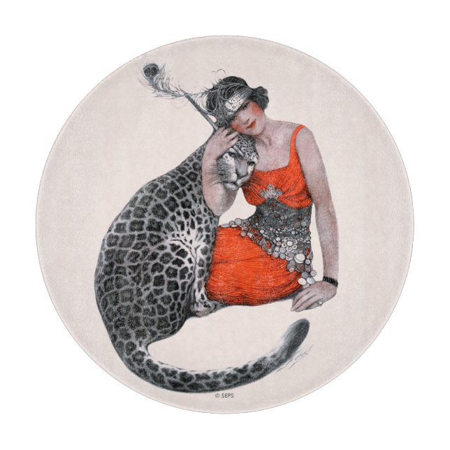 Lady und Leopard Schneidebrett (Vorderseite)