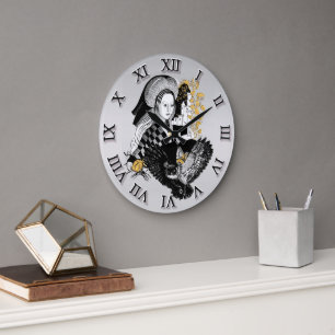 Lady und Nachteule Große Wanduhr