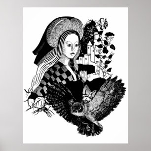 Lady und Nachteule Poster