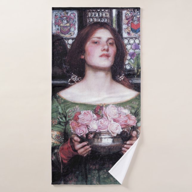 Lady und Rose, John William Waterhouse Badehandtuch (Badehandtuch)