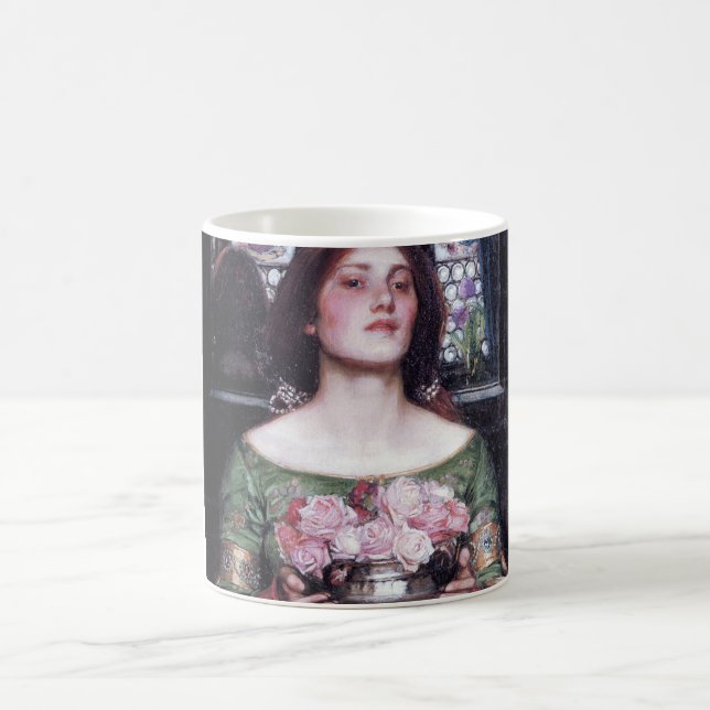 Lady und Rose, John William Waterhouse Kaffeetasse (Mittel)