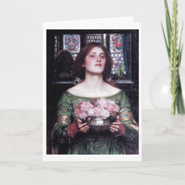 Lady und Rose, John William Waterhouse Karte (Vorderseite)