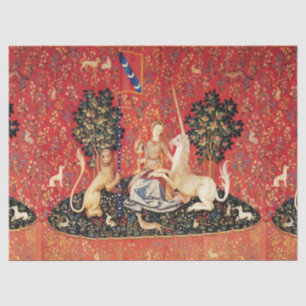 LADY UND UNICORN Lion, Fantasy-Blume, Tiere Seidenpapier