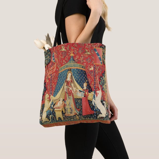 LADY UND UNICORN Lion, Fantasy-Blume, Tiere Tasche (Von Nahem)