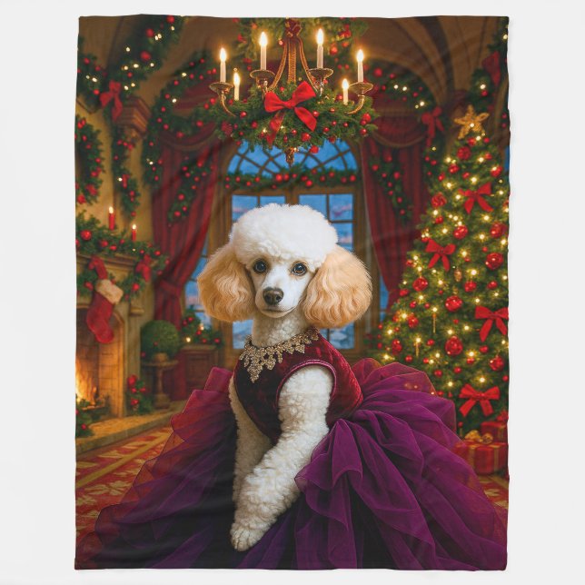 Lady Violet White Poodle Holiday  Fleecedecke (Vorderseite)