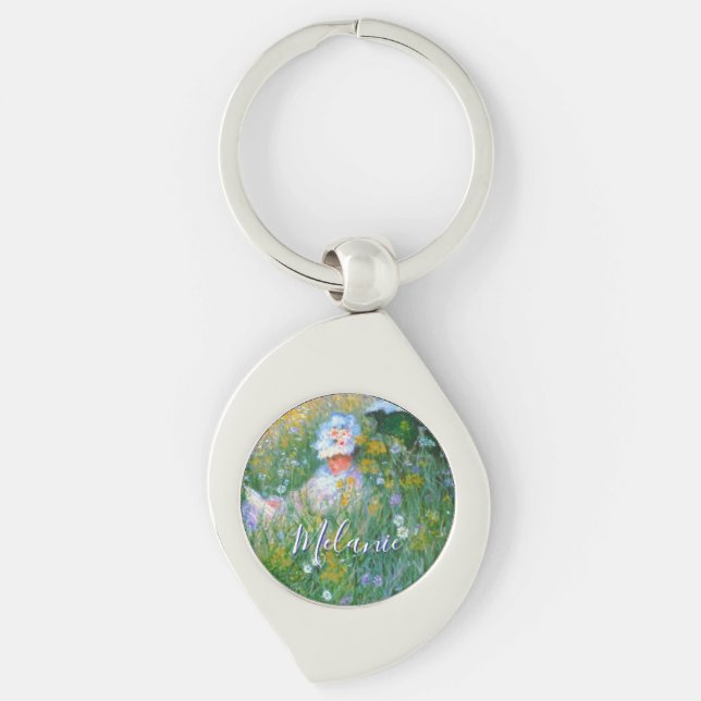 Lady von Claude Monet Painting Dans La Prairie Schlüsselanhänger (Vorderseite)