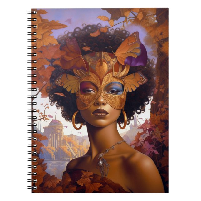 Lady Wear Mask Black Fantasy Art Notizblock (Vorderseite)