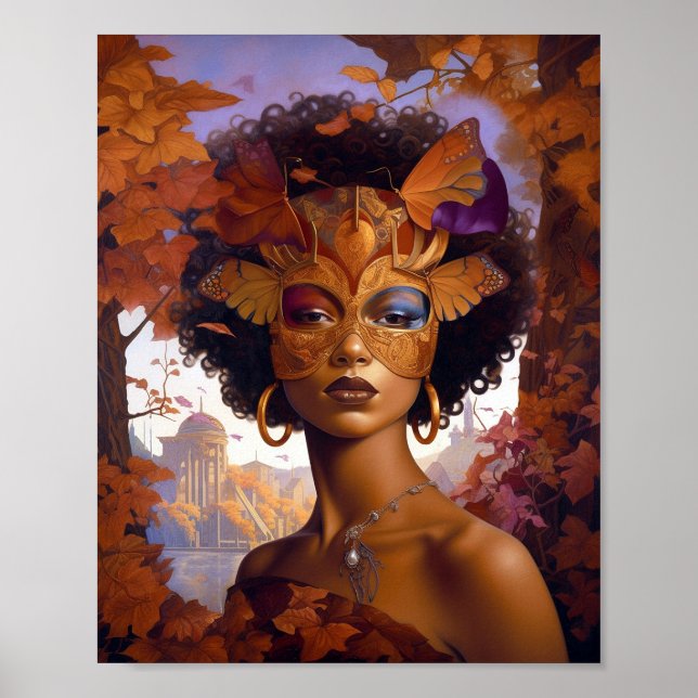 Lady Wear Mask Black Fantasy Art Poster (Vorne)