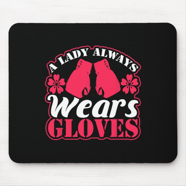 Lady Wears Boxhandschuhe kämpfen Fitness Frauen Fi Mousepad (Vorne)