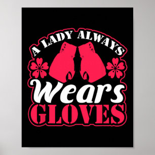 Lady Wears Boxhandschuhe kämpfen Fitness Frauen Fi Poster
