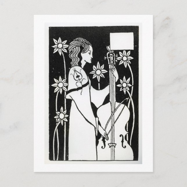 Lady with Cello, from 'Le Morte d'Arthur' (litho) Postkarte (Vorderseite)