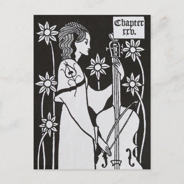 Lady With Cello par Aubrey Beardsley Carte postale (Devant)