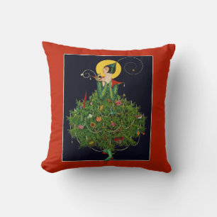 LADY with CHRISTMAS GIFTS ART DECO SCHÖNHEIT Kissen