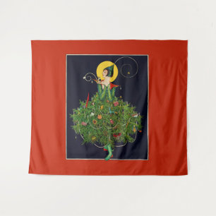 LADY with CHRISTMAS GIFTS ART DECO SCHÖNHEIT Wandteppich