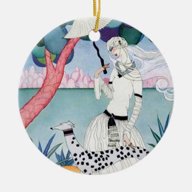 Lady with Dalmatian Dog - Helen Dryden Keramik Ornament (Vorne)