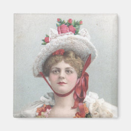 Lady with the Red Rose Hat Magnet