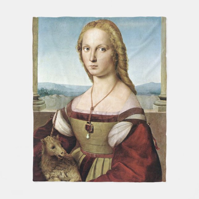 Lady with Unicorn - Raphael - c1506 Fleecedecke (Vorderseite)