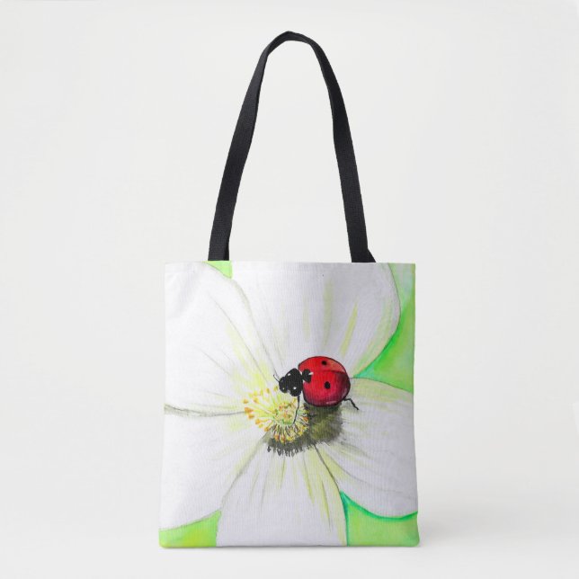 Ladybird auf einer Blume Tasche (Vorderseite)