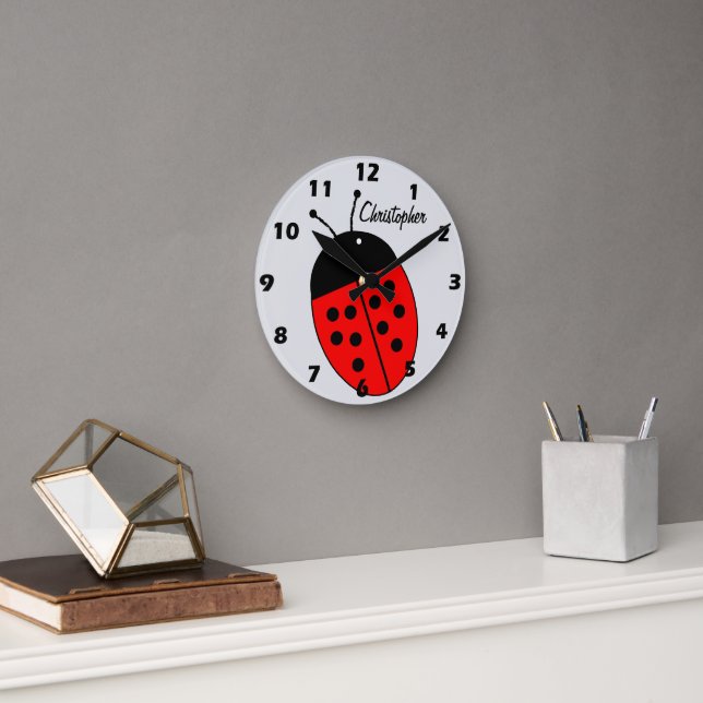 Ladybird Design Personalisiert Runde Wanduhr (Büro)