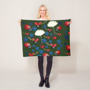 Ladybirds Blue Bllower Fleece Blanket