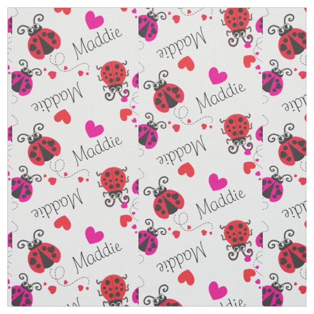 Ladybirds Ladybug Rosa individuelle Name Muster Stoff (Muster)