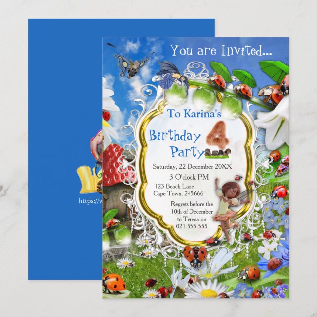 LADYBIRDS UND BUTTERFLIS EINLADUNG (Vorne/Hinten)