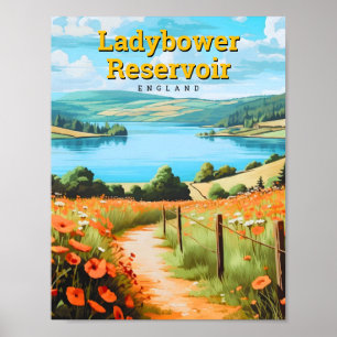 Ladybower Reservoir Derbyshire England Travel Poster