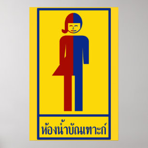 Ladyboy / Tomboy Toilet ⚠ Thai Sign ⚠ Poster