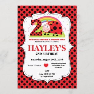 Ladybug 2e anniversaire Invitations fille