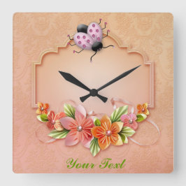Ladybug #3 Square Wall Clock Quadratische Wanduhr