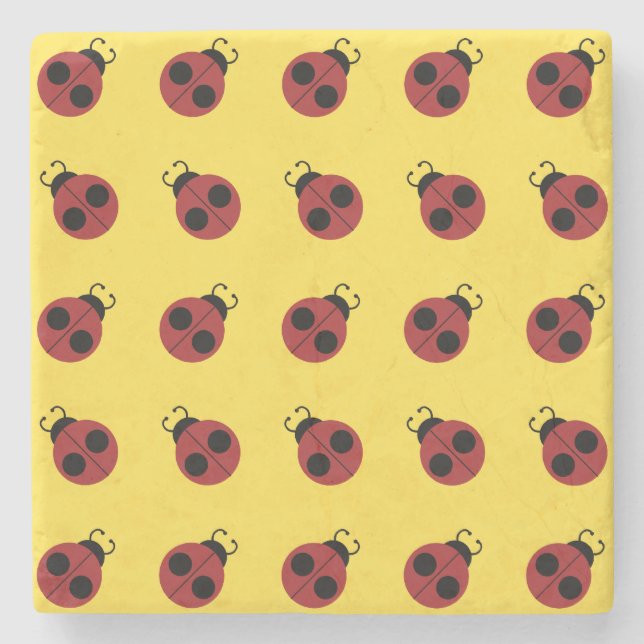 Ladybug 60er Retro cool Steinuntersetzer (Vorderseite)